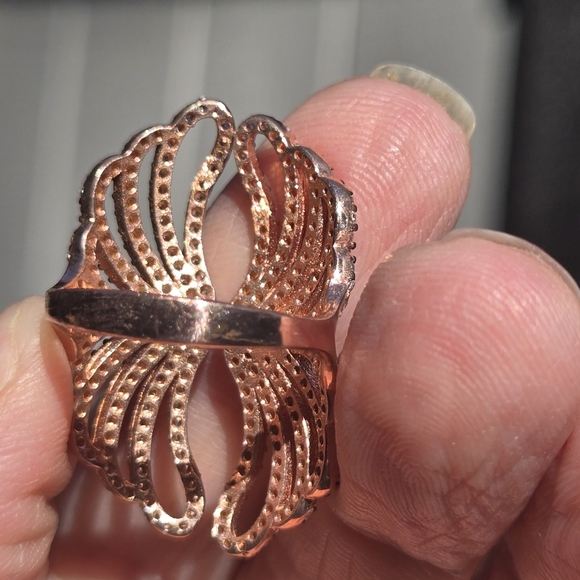 Topaz Sterling & Gold Wing Ring Sz8 - Picture 7 of 8